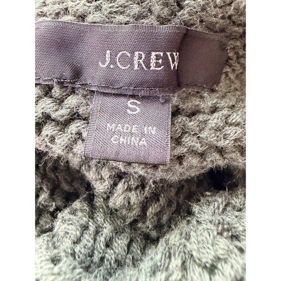 JCrew Women's Oversized 3/4 Sleeve Sweater Green Cable Knit Mock Neck Size S - Picture 4 of 6